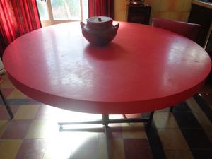 mesa de formica redonda y 6 sillas