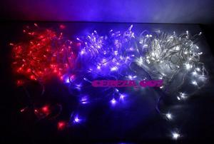 Luces A Led X 100 Azul Blanca Roja 8m Navidad Navideñas