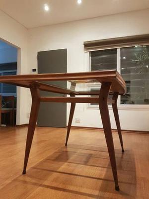 Mesa De Comedor De Madera Con Centro De Vidrio 1.60 X 0.80