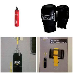 Bolsa Everlast +soporte Para Bolsa Everlast +guantes Gruge.