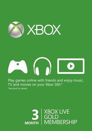 Xbox Live Gold 3 Meses Xbox 360 Xbox One Rosario