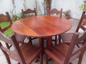 Juego De Comedor: Mesa Y 6 Sillas De Algarrobo Macizo.