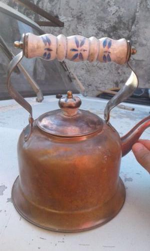 Pava de cobre Antigua con manija de cerámica!! OFERTA