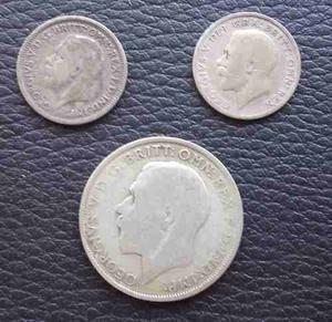 Lote De Gran Bretaña - 3 Monedas De Plata