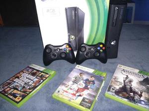 Xbox 360 Slim 3 Juegos + 2 Joysticks Original