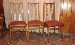 Juego de 6 (seis) sillas de comedor madera y tapizado.