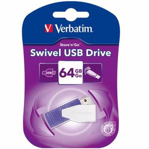 PEN-DRIVE 64 GB. VERBATIM SWIVEL