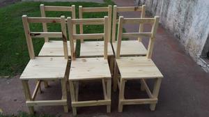 seis sillas nuevas de madera