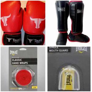 Guantes De 12 Oz Reforzados +tibia Modeló Pro+vendas +bucal