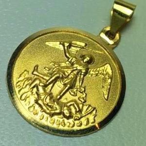 Medalla San Miguel Argangel 15 Mm Diam. Oro 18 K Garantizado
