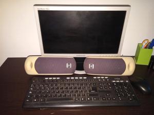 Monitor, parlante y teclado