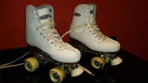 Patines Artísticos Blancos 36 Con Bota De Cuero Como Nuevos