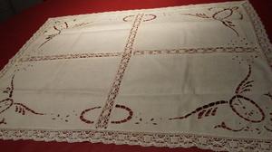 Antiguo mantel de hilo bordado calado de 80 cm 100 cm