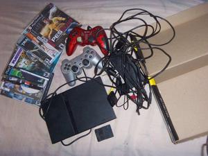 Playstation 2, slim 2 joysticks, memoria y juegos