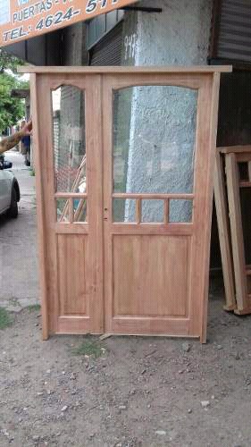 Puerta y media madera alamo 125x203