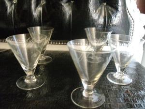 5 copas cóctel vidrio medio cristal labradas
