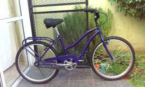 bicicleta de paseo violeta rodado 24 con porta equipaje y