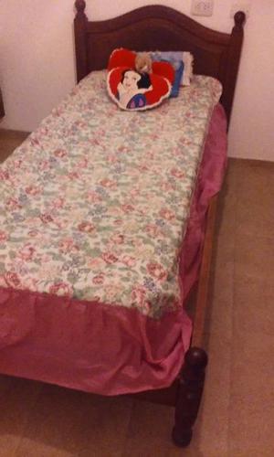 CAMA 1 PLAZA ALGARROBO MACIZO C CARRO+COLCHON