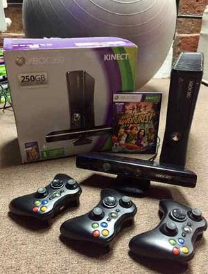 Xbox 360 Kinect 250gb + 3 Joysticks En Caja Orig. Impecable!