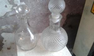 Antiguo Botellon De Vidrio Labrado O Cristal Fasetado