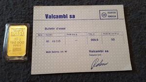 Lingote De Oro De 50g  Valcambi Suizo Con Certificado