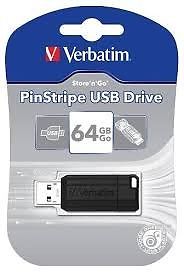 PENDRIVE 64GB PINSTRIPE USB DRIVE - VERBATIM
