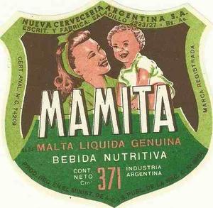 Etiqueta Nueva Cervecería Argentina Malta Mamita Cerveza