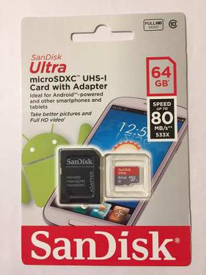 Memoria Sandisk Ultra Microsdxc 64gb, 80mbps