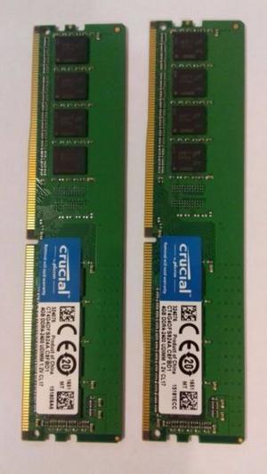 Memorias RAM Crucial DDR4 2x4gb mhz Nuevas