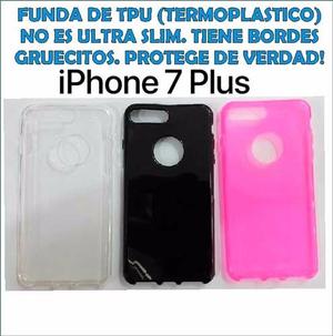 Funda Iphone 7 Plus Tpu Protector Transparente Negro Rosa