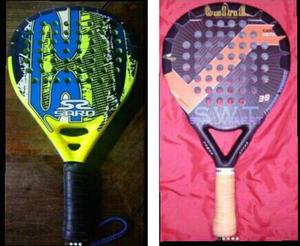 Vendo 2 paletas de padel "SARO" 38mm goma eva y "SWT" 38mm