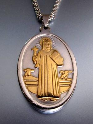 Medalla San Benito Acero Combinado, Con Cadena