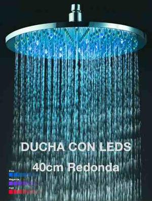 Ducha Redonda 40cm Con Leds Acero Inox. (temp. Detectable)