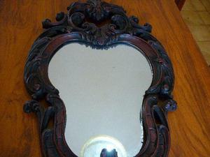 espejo barroco antiguo tipo camafeo tallado en madera