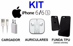 Kit Iphone 6 6s - Cargador + Auriculares + Funda - La Plata