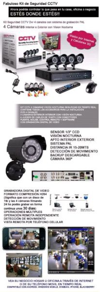 Kit camaras de seguridad 4 camaras con dvr cables nuevas