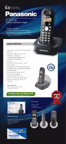 Vendo telefono inalambrico panasonic KX-TGAG