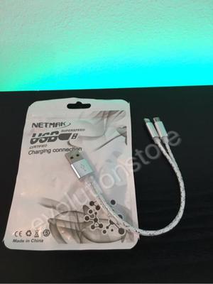 Cable doble carga para smartphone y iphone