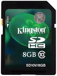 MEMORIA SD 8GB SDHC KINGSTON CLASE 10 HD FULL Z/CENTRO