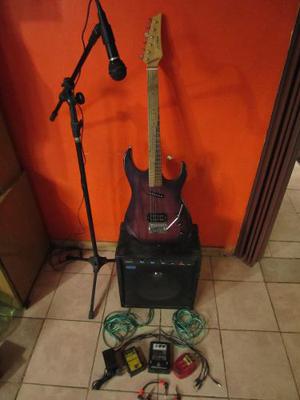 Guitarra Eléctrica+cables+ampl.+pedales+pie+mic Imperdible