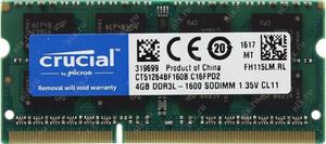 Memoria Notebook Laptop Crucial 4GB DDR3L- SODIMM 1.35V