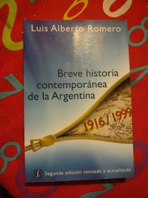 Breve Historia Contemporanea De La Argentina Romero 2da Edic