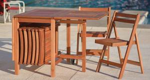 mesa plegable con 8 sillas plegables ideal quincho, terraza,