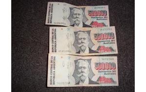 billetes de  australes en excelente estado