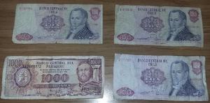 Lote de billetes chilenos y paraguayos