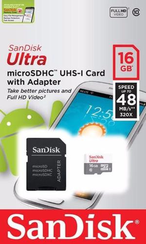 Tarjeta micro sd Sandisk 16gb (incluye adarpador)