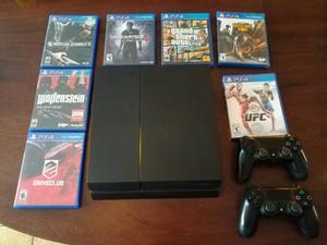 Ps4 completa con 2 jostick y 7 juegos fisicos