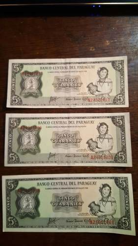 Billetes Guaranies De Paraguay En Perfecto Estado