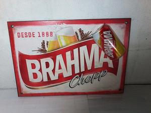 Cartel decorativo con lata cerveza Brahma argentina
