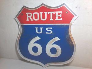 Cartel para decoracion Route 66 con efecto vintage oxido